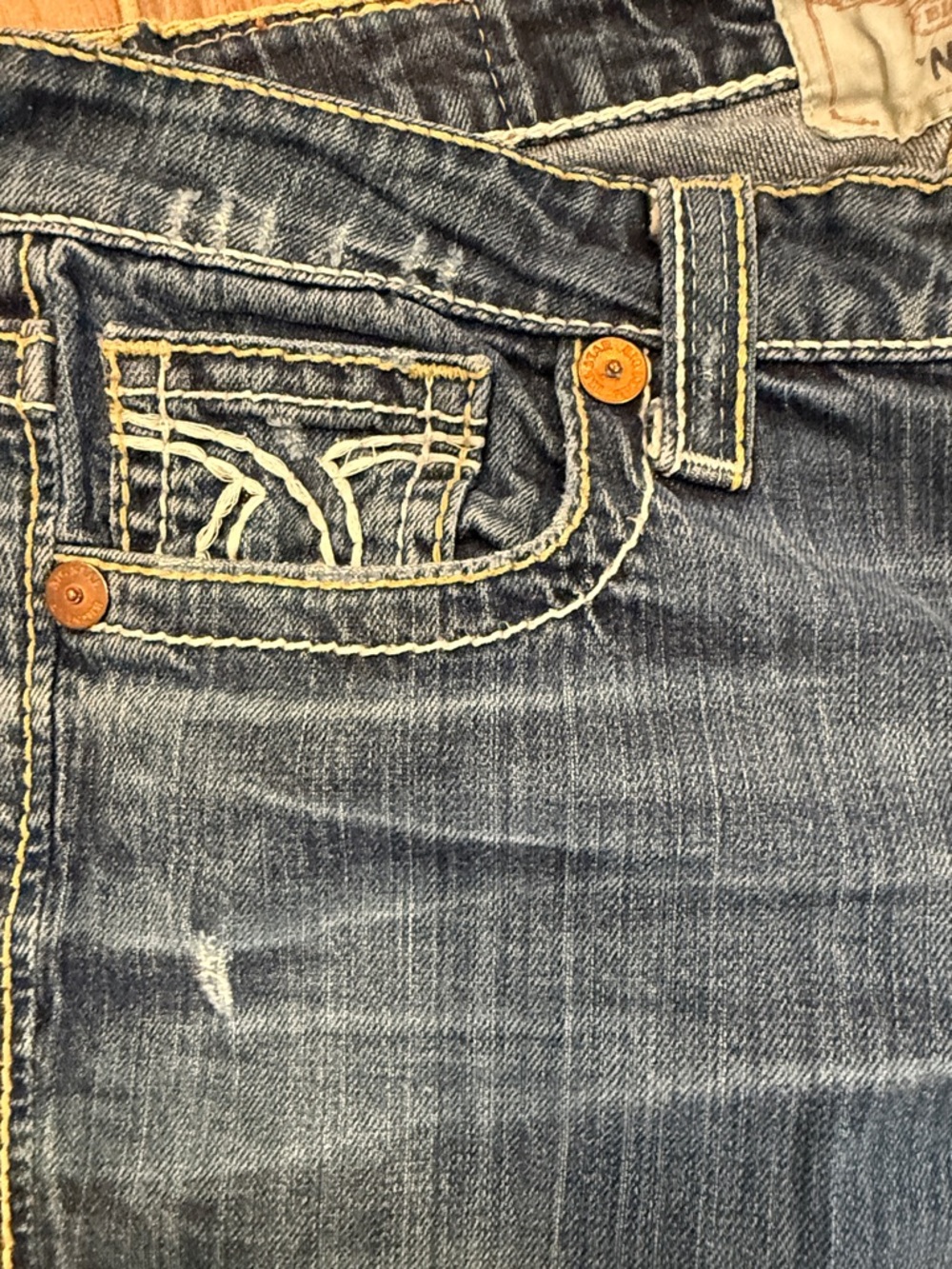 Dark Wash Women's Slim Straight Jeans. Waist 16”. Rise 8”. Inseam 32” - Picture 3 of 13